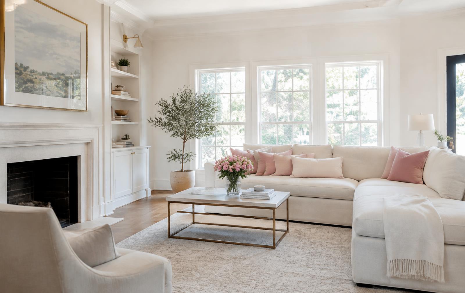 Bright, spotless living room in a Houston home