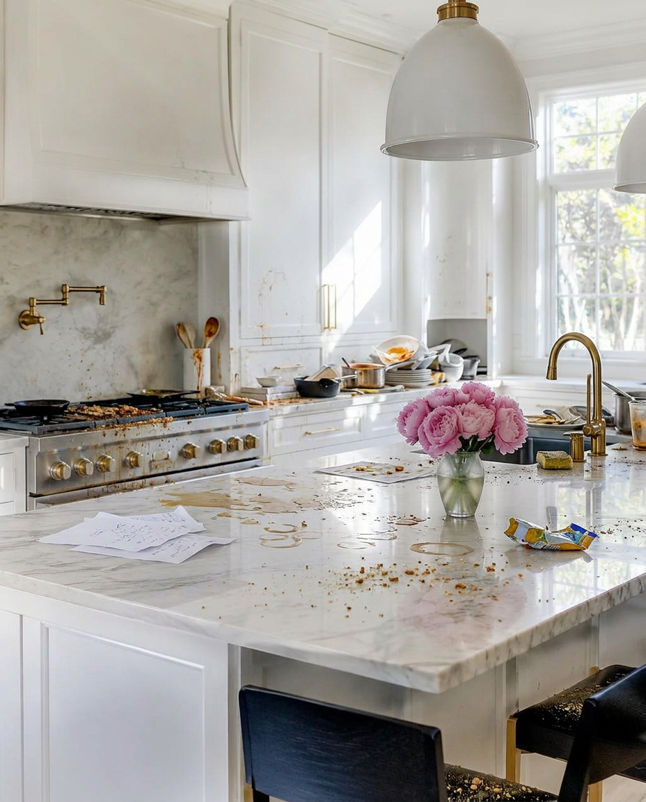 Kitchen refresh — dirty before (AI-generated sample)